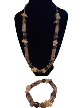 Marks & Spencer Matching Boho Beaded Chunky Necklace & Bracelet Set